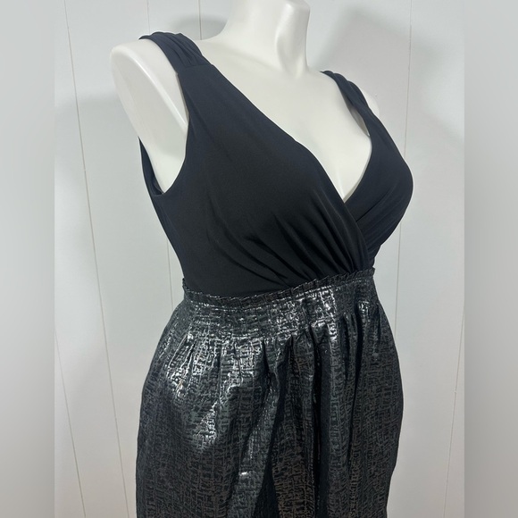 Max and Cleo black Silver Sleeveless V Neck Party Dress Sz 14 Cocktail - Picture 5 of 12